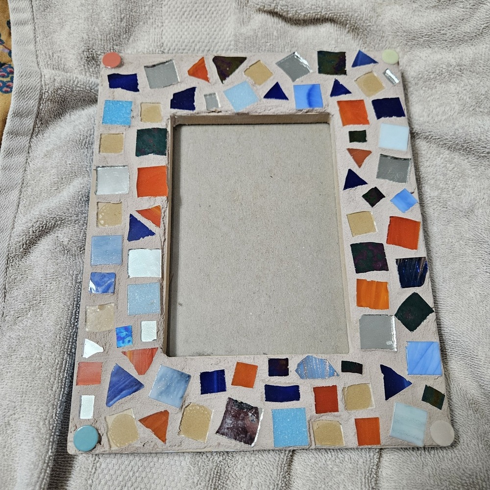 Handcrafted Mosaic Glass Tile Picture Frame - Multi-Color Bohemian Wall Decor...